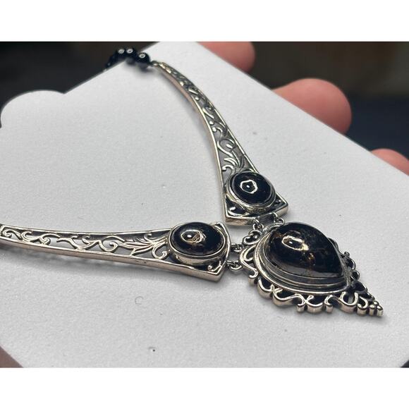 D'Joy Sterling Silver Onyx Beaded Pendant Necklace - Picture 6 of 10